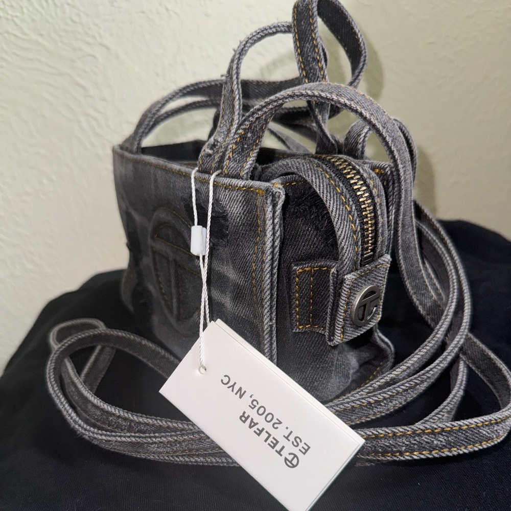 Distressed denim Telfar small black